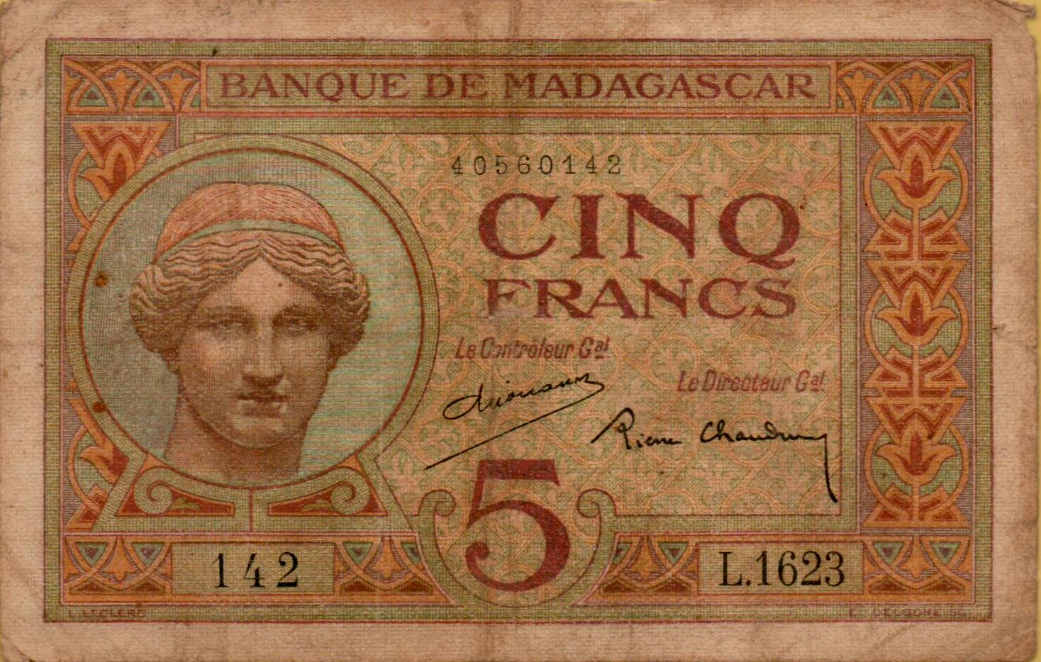 Madagascar 5 1937 VF P-35/2